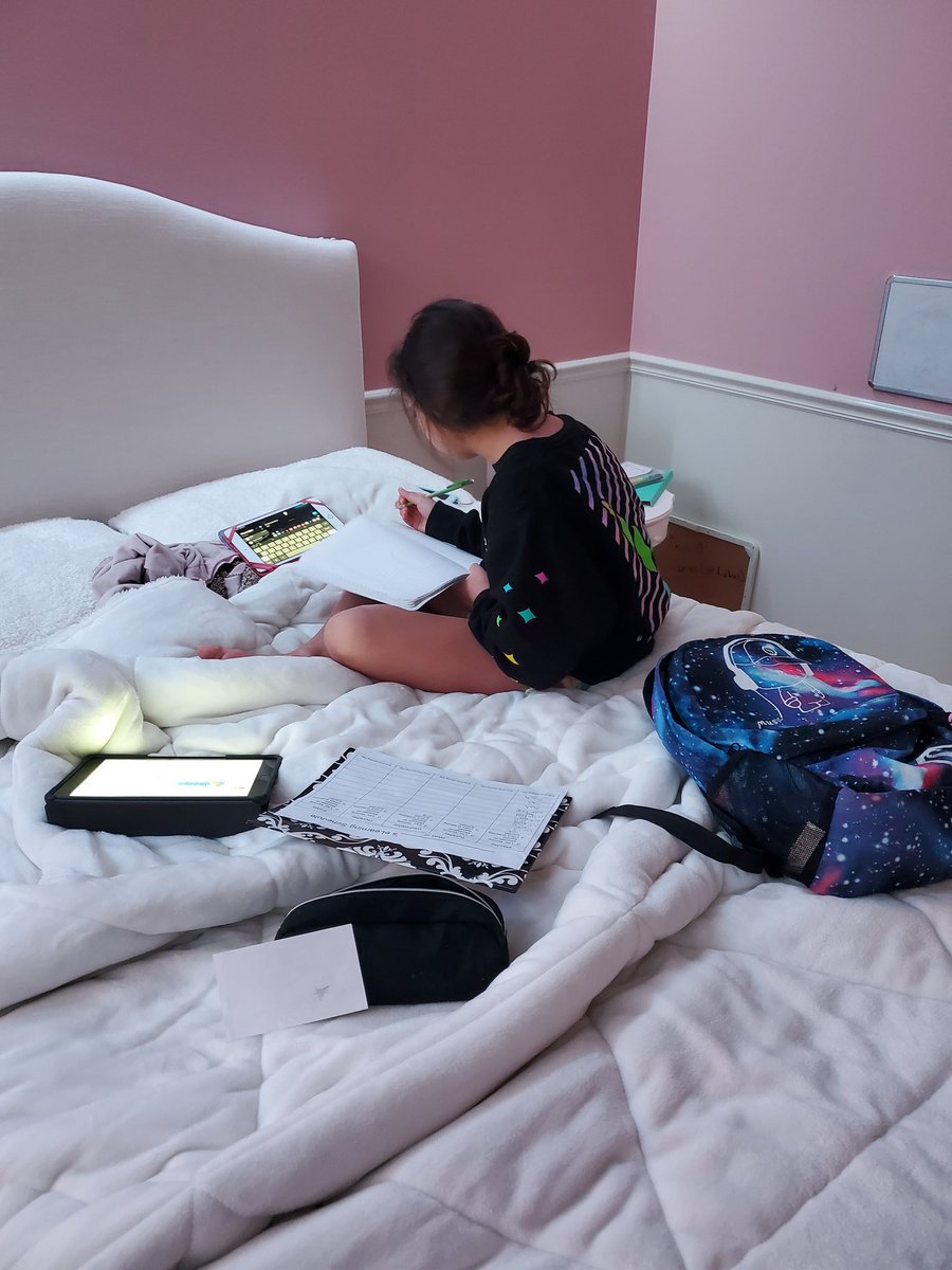 SouzanNaser's tweet photo. E-Learning: I hope the novelty of it doesn't wear off anytime soon. All thanks to my daughter's wonderful teacher for keeping them engaged. #CoronaDiaries #learningneverstops @MeadowRidgeRoar @MsZajicek https://t.co/zI4LLRs049