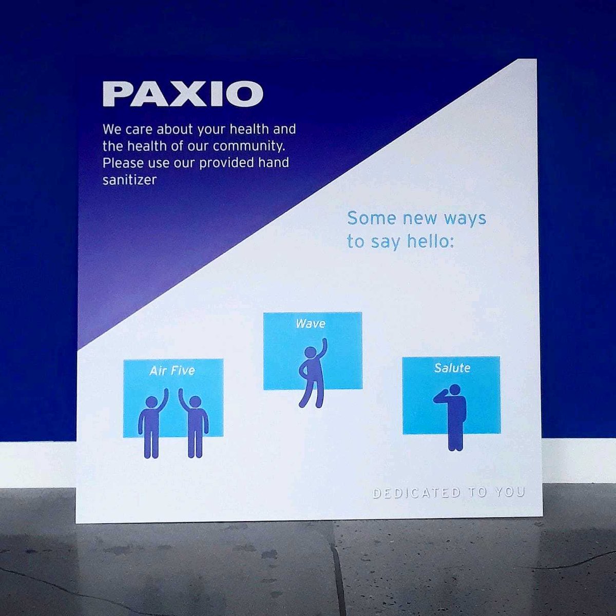 OpenFibernet's tweet image. Our partners #Paxio reminding everyone that there's more than one way to greet each other. #fiberopticnetwork #isp #covid19 #BeSafe