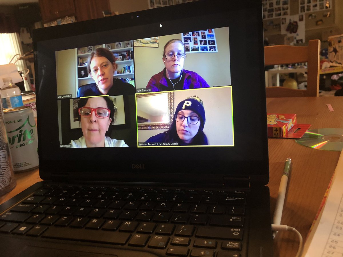 JZawalskiTeach's tweet photo. 4th grade team @WBSDHuskies + @Jen_Bennett5 having a meeting to touch base. Nice to see everyone’s faces :) @mrsdonnaysclass #distancelearning #4Cs https://t.co/JC5Xm28ZUt