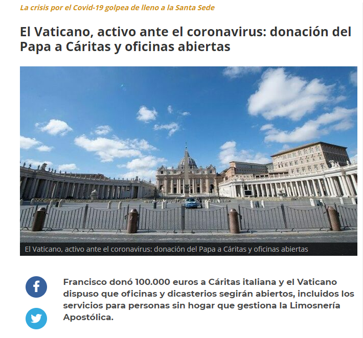RafaBordoy's tweet photo. Que está haciendo la iglesia frente CoronaVirus?, el Vaticano forrado de oro y con una fortuna que dios sabrá y la gente muriendo por un virus en los hospitales por falta de material hospitalario, AHORA A SEGUIR MARCANDO LA CASILLA DE LA IGLESIA EN LA DECLARACION. 👏 https://t.co/RCWQnnK8RF