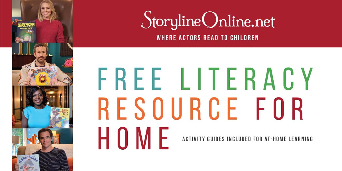 Storyline Online is a FREE literacy resource where the world's best storytellers read to children. During these times of #distancelearning, check out our digital library of 57 books &amp; activity guides to help educate and entertain your kids at home! Visit storylineonline.net.
