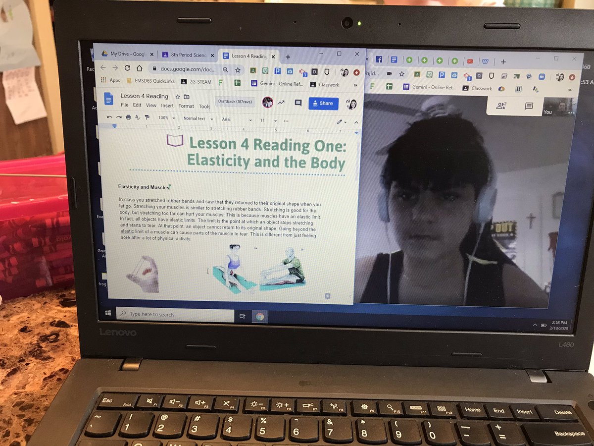 Favorite part of e-learning was getting to work with this student via <a href="/google/">Google</a> meet. We read about elasticity and the body and applied it to sports injuries. #63success