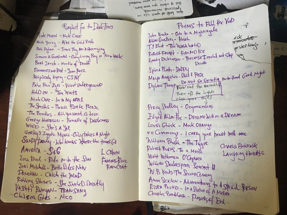 Wanted to share a list of some of my favourite songs and poems with you..