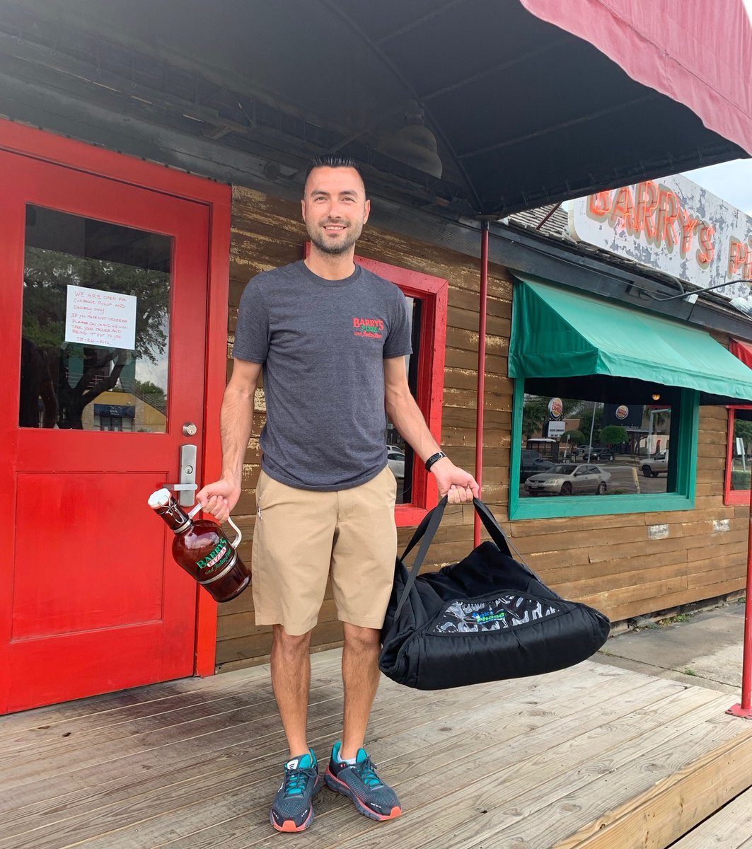 Now delivering growlers of local craft beer!  $50+ value for German growler &amp; 2 Liters of beer-- Now $25 with purchase of any menu item!  Curbside pick up or Delivery! #DrinkLocal #EatWellBeWell #HoustonStrong #Craftbeer #RT