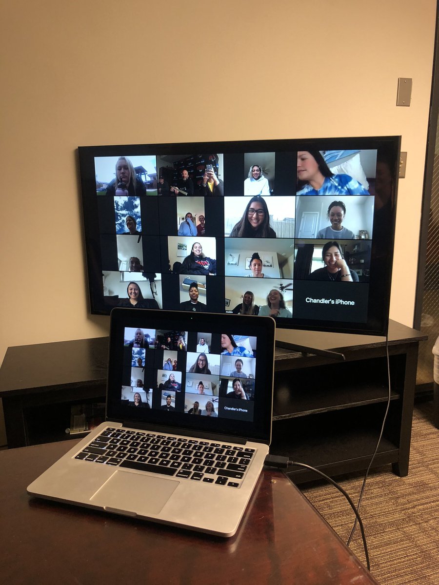 WOUSoftball's tweet photo. @WOUSoftball "Talking Thursday" took a new twist this week. Talk about "social distancing." It was amazing seeing everyone. #virtualsoftball #keeptheballgoing #moretocome

@WOUnews @WOUWolves @NCAADII @NCAAsoftball @GNACsports @NFCAorg https://t.co/xypbsf7Lv8