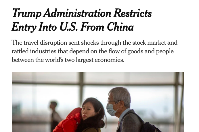 Took a break to read back and see how the media covered Trump's 1/31 announcement barring entry into the U.S. from China and HOO BOY...Many in the scientific community beclowned themselves because their hatred for Trump blinded them—and does to this day.