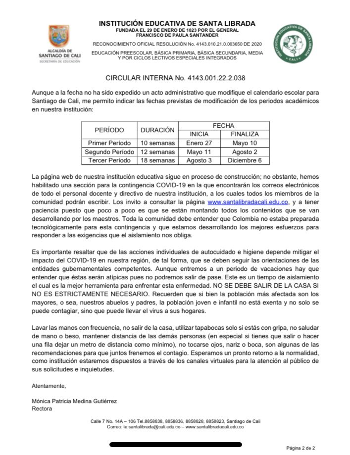Seguimos acompañando a nuestros estudiantes virtualmente, pero nadie que no pueda acceder se verá afectado en sus valoraciones. Conoce las nuevas fechas del periodo escolar.