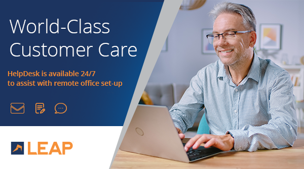 LEAP HelpDesk is available 24 hours a day, 7 days a week to assist firms with getting set up for remote access. Contact our dedicated HelpDesk team with a question on working from home now bit.ly/2WoRKOZ #LEAP #HelpDesk #SoftwareSupport #WorkFromHome