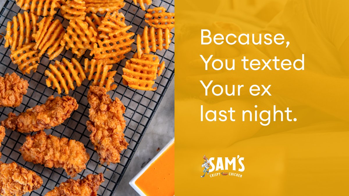 samscrispychkn's tweet photo. Crispy Cluckin' Tenders Combo: Mouth-watering chicken tender bites with crispy waffle fries, a side coleslaw and your choice of 2 dips.
Because, we've all been there. #SavedBySam | #SamsCrispyChicken #ChickenSandwich #BecauseChicken #CrispyChicken
https://t.co/BMJZWZCtoq https://t.co/9IMoS0XLU6