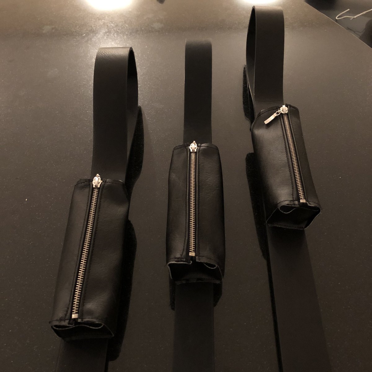 DoggieDouble's tweet photo. Our finished product 🐶 our double dog leads with two pouch attachments, for used and unused doggie bags. All made from recycled leather belts and material! Making dog walking and cleaning up after your dog a walk in the park 🐶 @StudentEntProg @KerrySEP @PresCisland https://t.co/ddaSjNGjkm