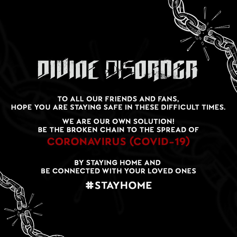divine_disorder's tweet photo. To all our friends and fans,
Hope you are staying safe in these difficult times.

We are our own solution!
Be the broken chain to the spread of CoronaVirus (Covid-19)
By staying home and be connected with your loved ones!

#Stayhome https://t.co/Olso1AHppu