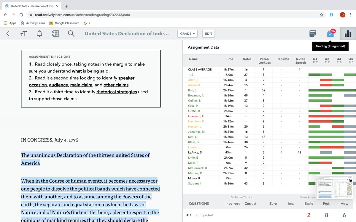 LafoolanID's tweet image. Transitioning to #remotelearning, welcome!! I taught online for 7 years, maintaining rigor and social presence are key. #ActivelyLearn has all the elements that I used to try to paste together with multiple apps--all in one! Progress monitoring, immediate feedback, interactivity!