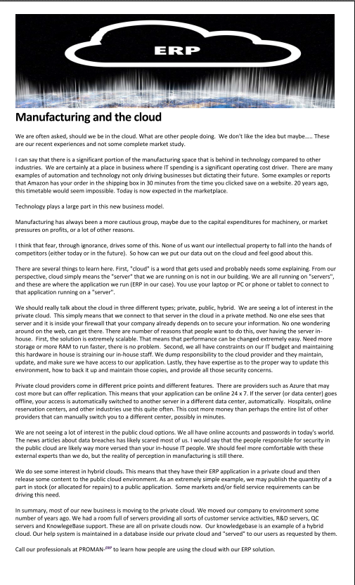 PromanErp's tweet photo. Manufacturing and the cloud? https://t.co/iZ2RrVTZnk