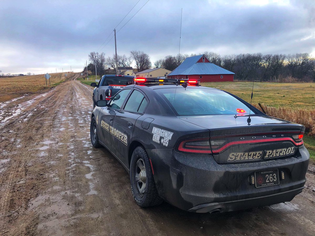 NSP_TroopH's tweet photo. Our temps are going to drop dramatically tonight! Be prepared for black ice and slippery roads! 

P. S. Yes, we patrol gravel (or mud) roads too!! 

Be safe, Nebraska! 

#NSP584 https://t.co/Jb1DCL5xyu