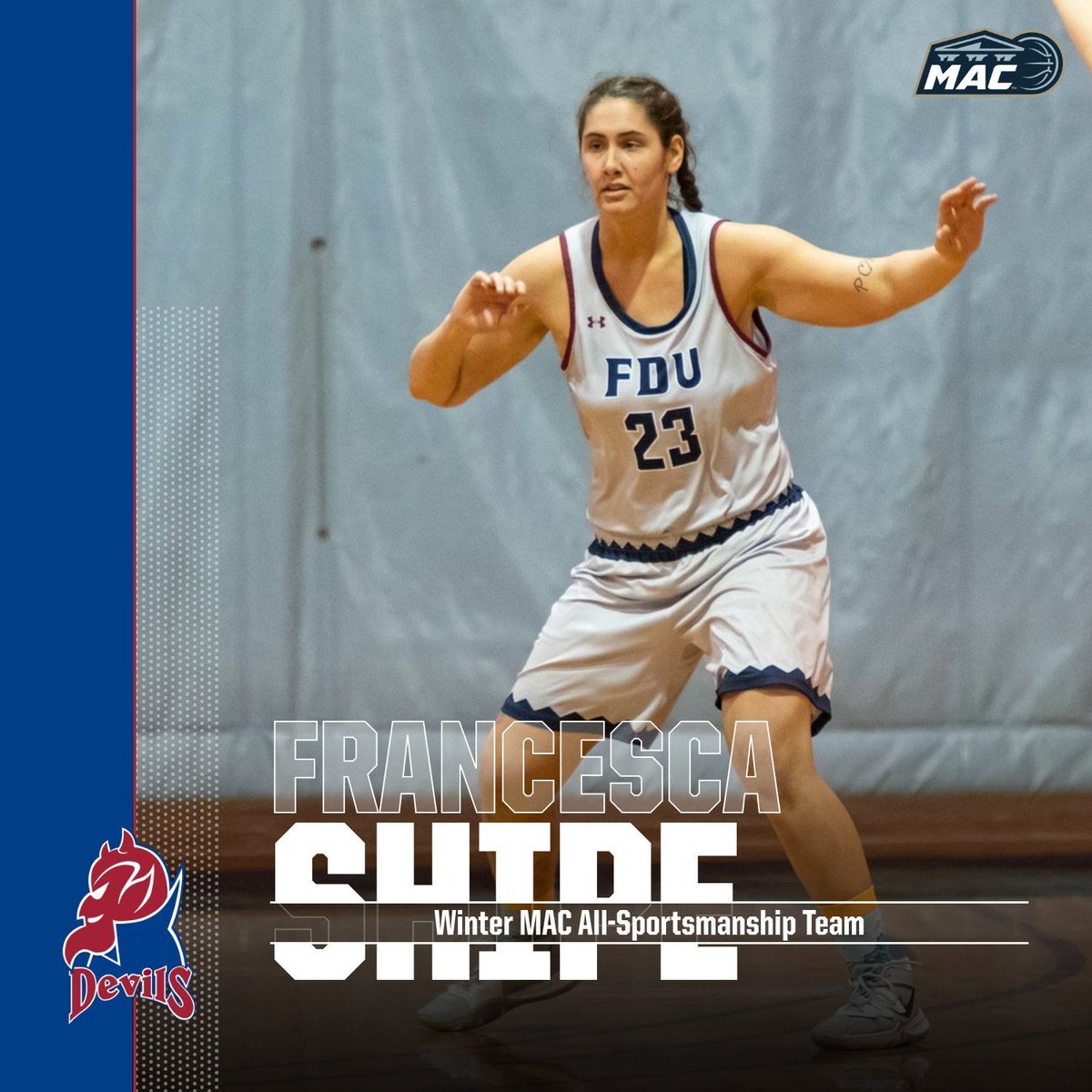 Congratulations to these four FDU Devils on being named to the Winter MAC All-Sportsmanship Team 😈 

@fdumbb - Freshman Joseph Nigro
@fduwbb- Junior Francesca Shipe
@fduswim- Junior Josh Atkins
@fduswim- Freshman Emily Maciejewski

#HeatsRising🔥 | #HornsUp🤘