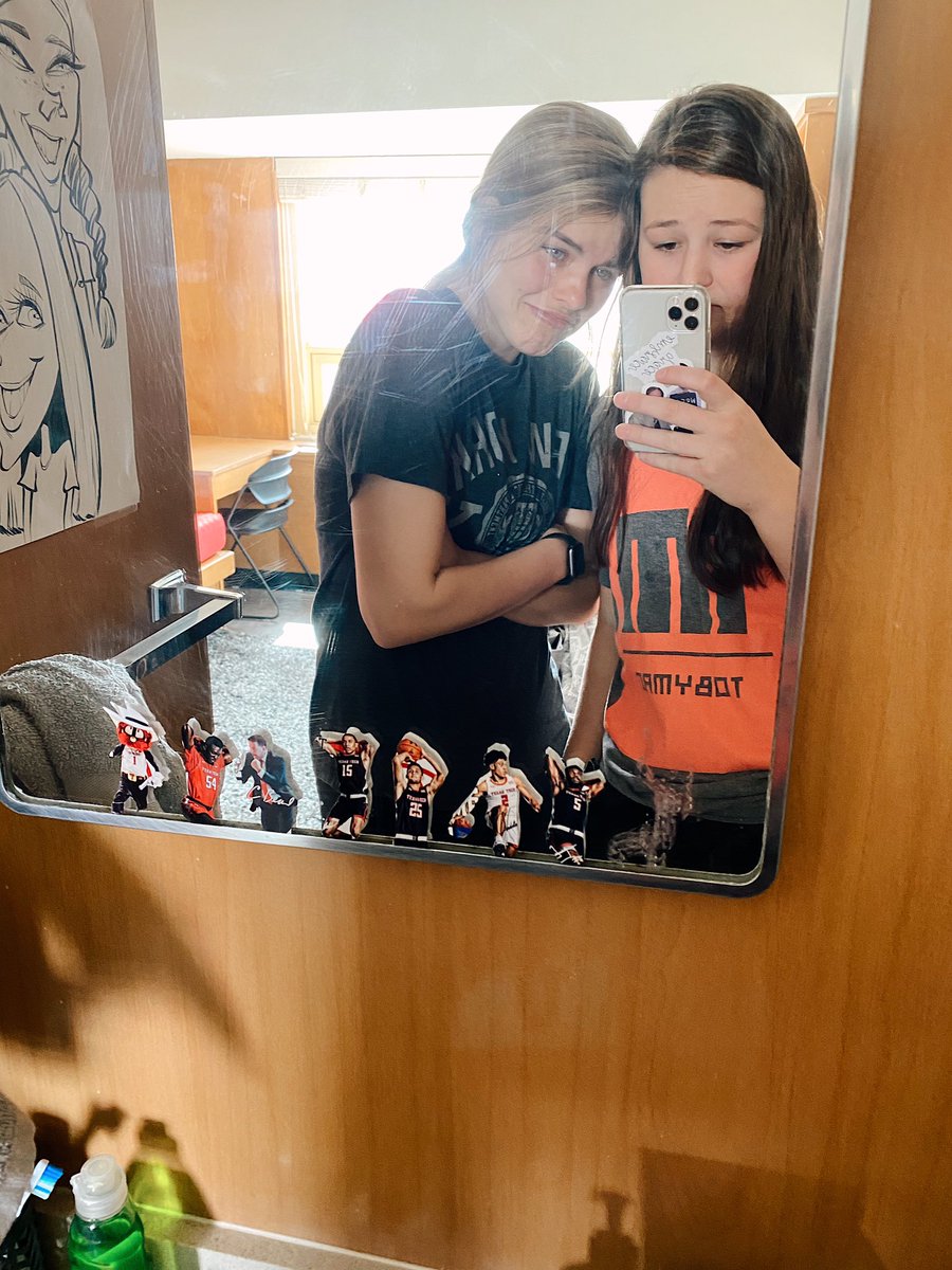 kameryn_slayton's tweet photo. we might be leaving the dorm, but the boys aren’t leaving our mirror #MarchSadness #wreckemforever https://t.co/onwXhDWkIw