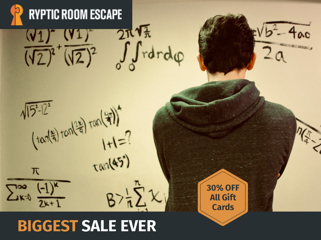 Save 30% on all Gift Cards now at Ryptic Room Escape! bit.ly/rypticsale30 😷😷😷 Support a local business amid the quarantine, while getting a great deal on a future Birthday celebration, family weekend, or corporate outing. Stay safe!