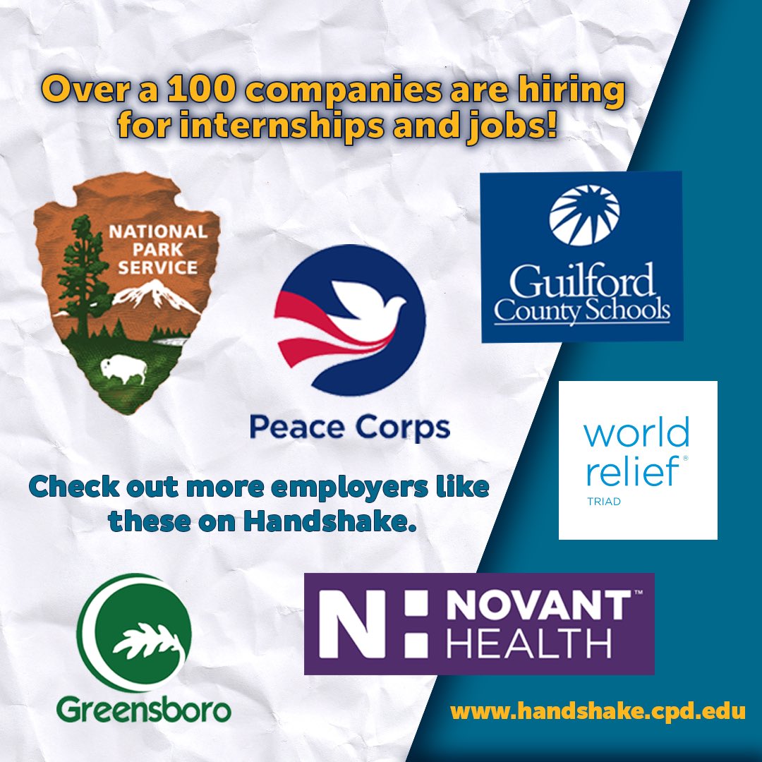 UNCGCareer's tweet photo. Hey Spartans, check out these companies that are still hiring! See more on Handshake #uncg #uncgcareer https://t.co/GtHayn3kOw