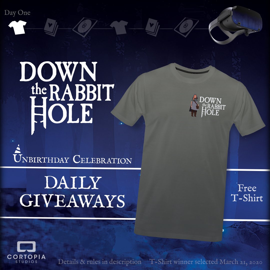 CortopiaStudios's tweet image. Down the Rabbit Hole launches in just 6 days! To celebrate, we're doing another giveaway!!

Enter today for a chance to win a FREE OCULUS QUEST and a FREE T-SHIRT!

To enter:
☑️Like
☑️Retweet
☑️Follow @CortopiaStudios

#Giveaway #VirtualReality 
bit.ly/3bg34Rt