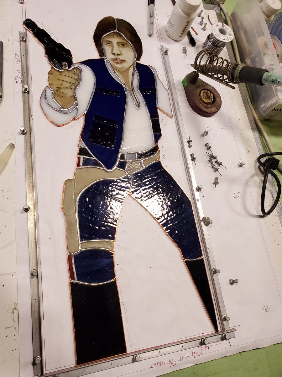 Hans Solo is the 3rd of 4 Star Wars custom windows we've been busy working on.  Chewbacca is next.