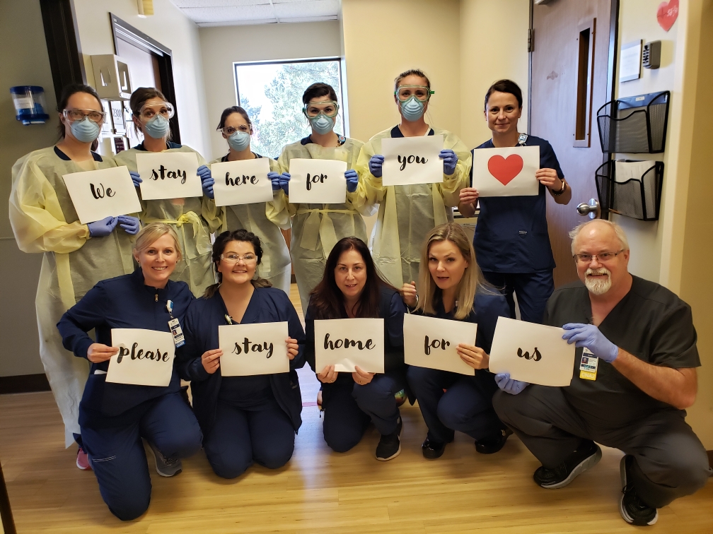 Thank you to our healthcare workers on the front lines during #COVID-19! #StayHome and call your primary care doctor if you experience COVID-19 symptoms: fever, cough and shortness of breath. #StayHomeChallenge