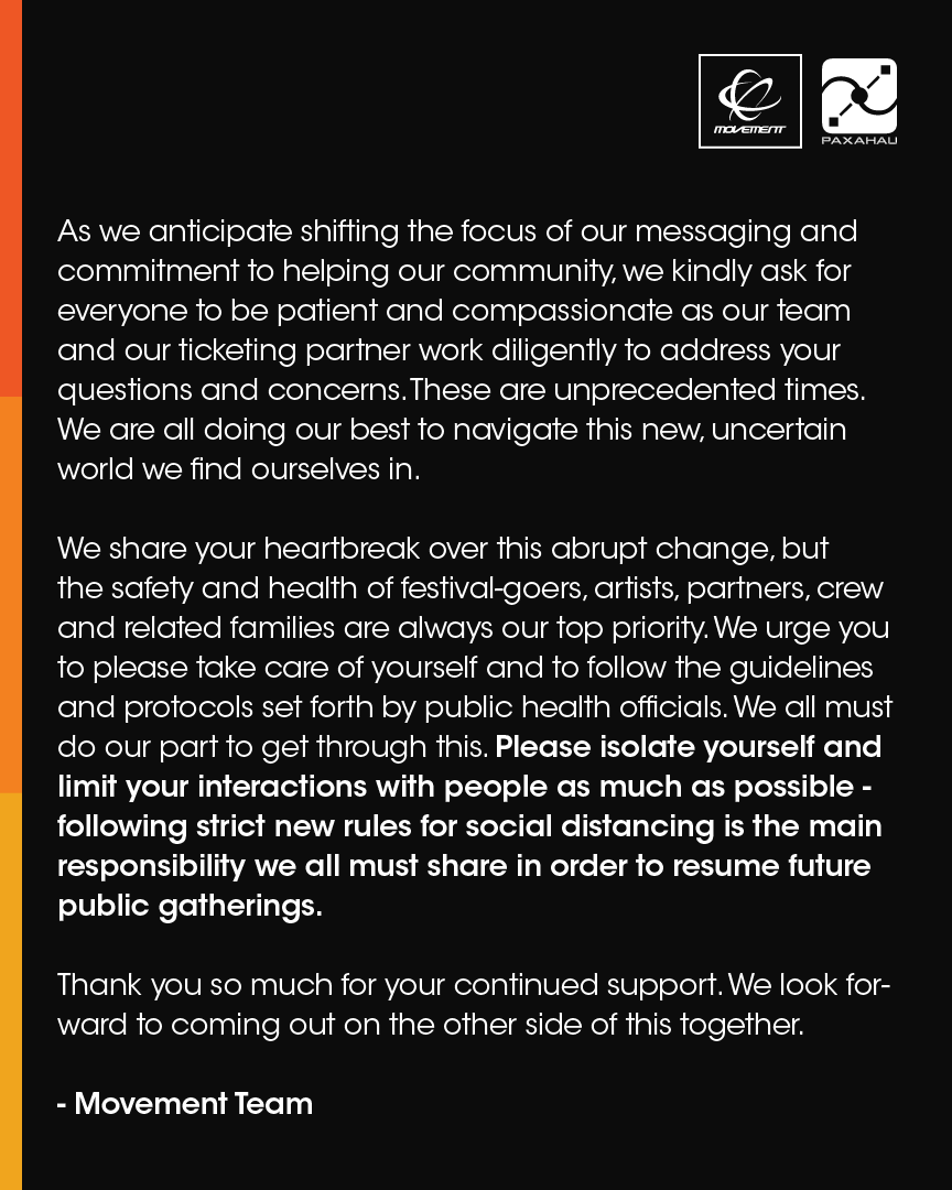 Movement 2020 is rescheduled for September 11-13🖤 Read full statement.