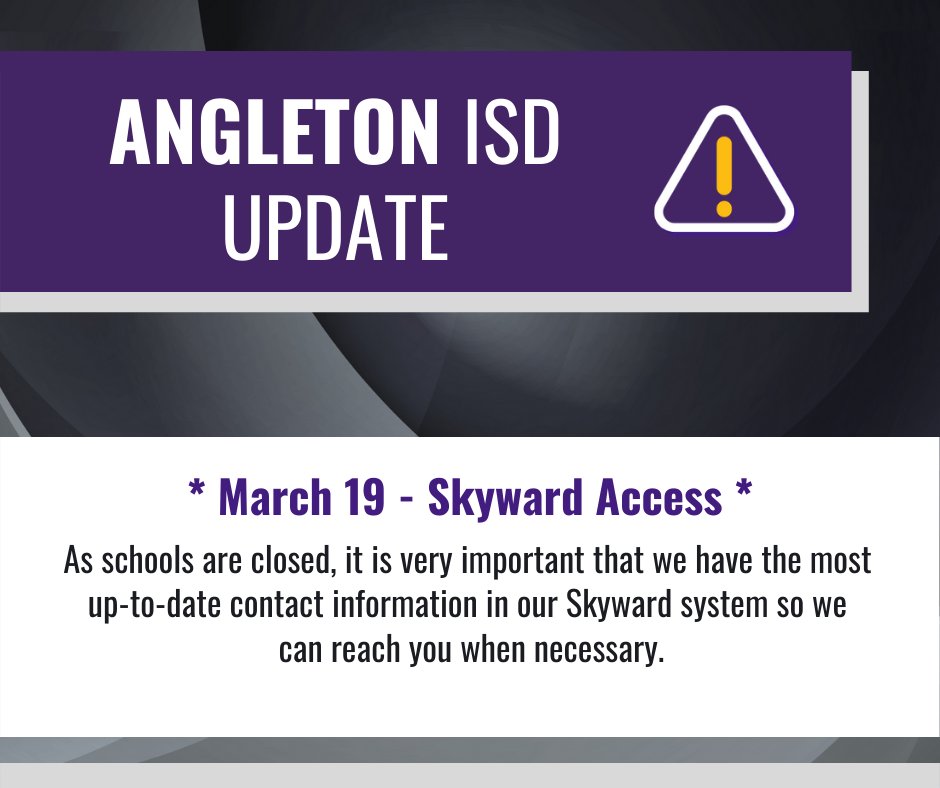 Angleton ISD on Twitter "Update March 19 Skyward Update and Access