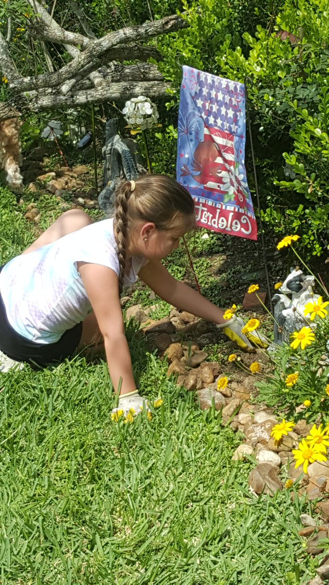 Gabriella attended her honors yard work class #ASESpiritAtHome
