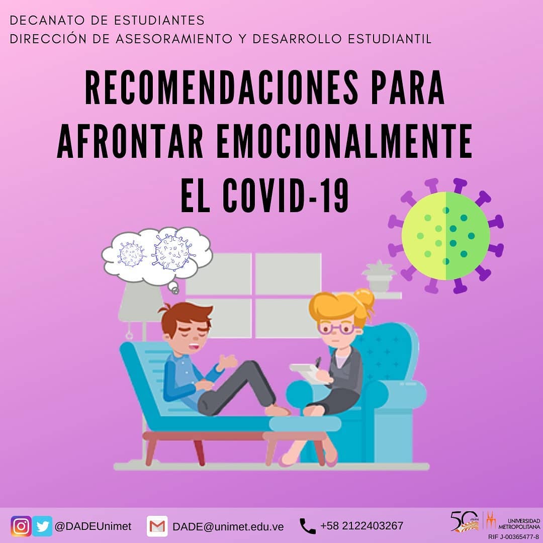 ExtensionUNIMET's tweet image. Excelentes recomendaciones para cuidar también de nuestras emociones 👇🏽👇🏽👇🏽
#Repost @DADEUnimet 
...
#Unimetano, desde la #DADEUnimet te traemos algunas recomendaciones para afrontar emocionalmente al Coronavirus #covid19