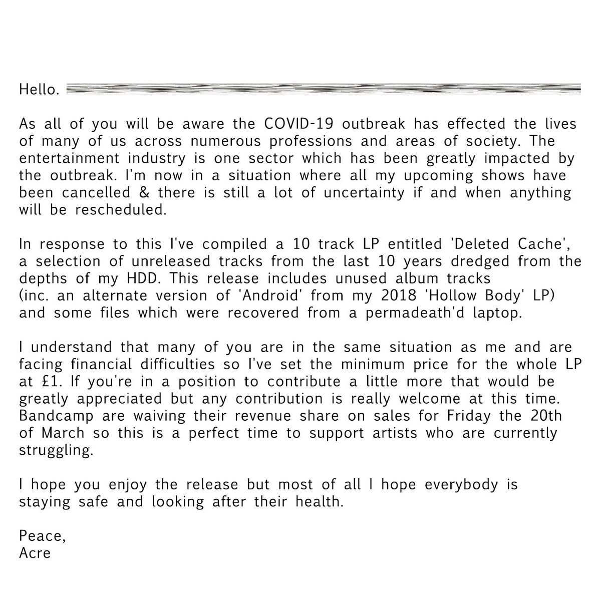 ‘Acre - Deleted Cache’ now available on <a href="/Bandcamp/">bandcamp</a> - acre.bandcamp.com/album/deleted-… #bandcamp #BandcampFriday