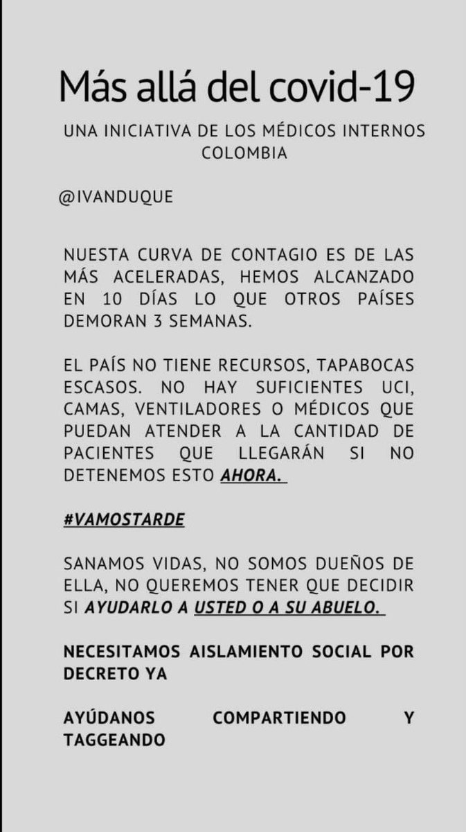 Hola compañero interno, estudiante, residente, médico 👋
Somos el grupo de internos del Rosario, tomamos una iniciativa para difundir un mensaje e intentar viralizarlo en redes.
Ayúdanos a viralizarlo a medio día por favor (si no puedes a esta hora apenas puedas)