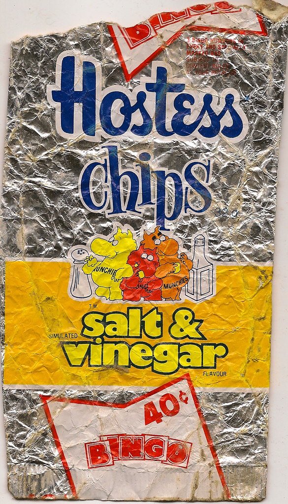 It wouldn’t be until 1955 that his chips went big when Mr. Snyder sold his Chip Company to E.W. Vanstone, who expanded it before he then sold it to General Foods four years later.They became Hostess Chips & had a solid reputation for quality, using foil bags for freshness.