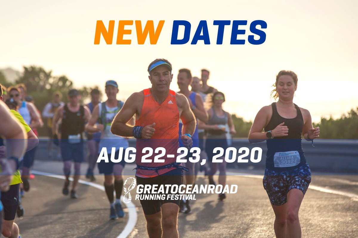 greatoceanrdrun's tweet photo. The 2020 Great Ocean Road Running Festival scheduled for 16-17 May 2020 has been postponed to 22-23 August 2020. For details visit https://t.co/AP1XFhX8e2 https://t.co/bLHPGDwZz2