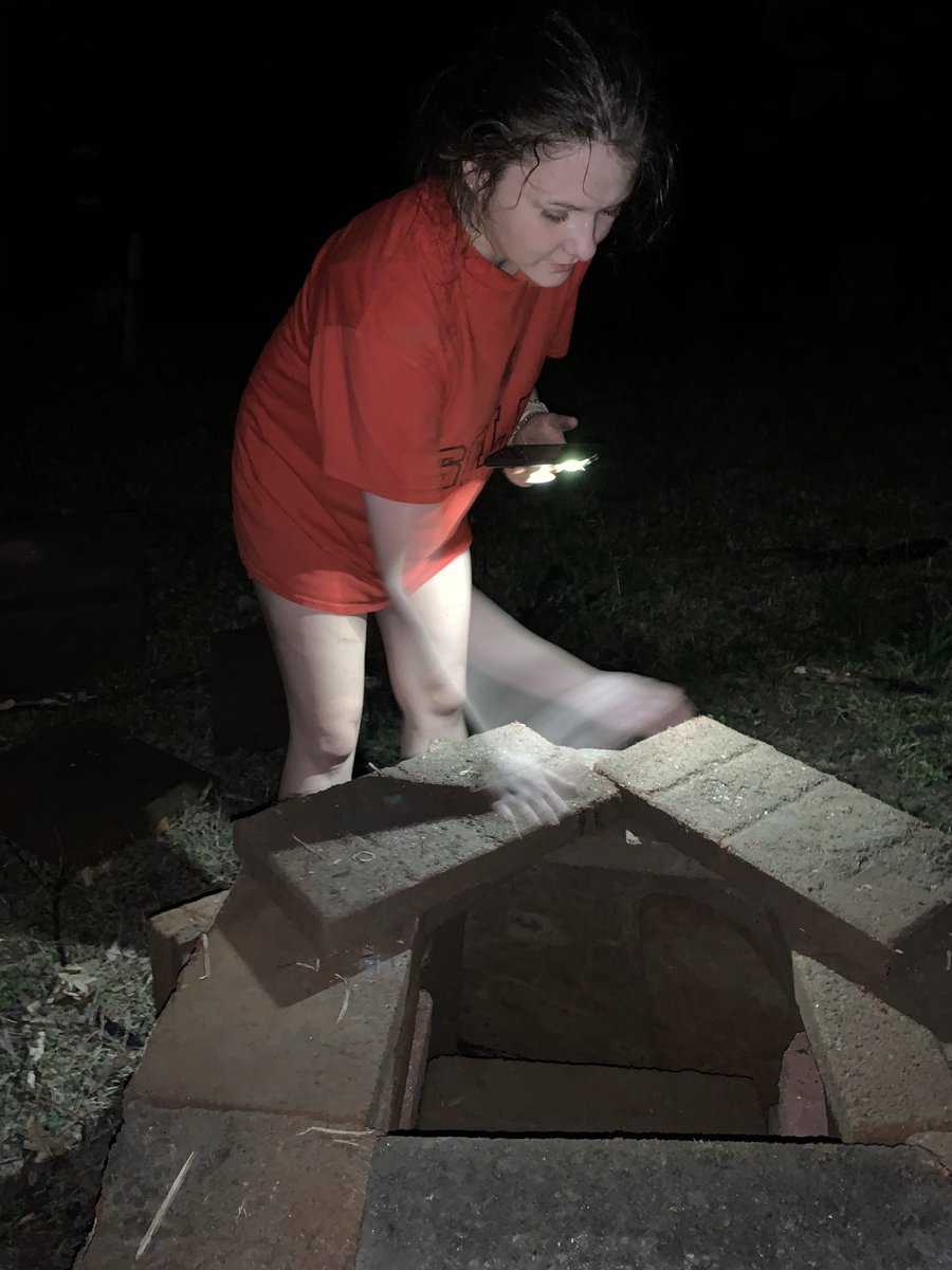 inger_kuhl's tweet photo. Kinsey doesn’t want to get behind in AP studio art so she built an outdoor kiln! She’s been gathering bricks, cinder blocks and digging up pavers all day. Finally finished at 9pm!!!! @MountainNaFoArt @BentleyGibbs @johnsjb1 @JacksonRN723 @millerapnfhs https://t.co/6SGFzGKM9l
