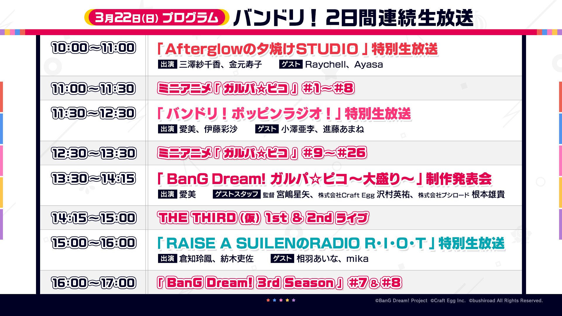 バンドリ Bang Dream 公式 バンドリ 2日間連続生放送 本日は バンドリ生 Day2 Youtube Live Periscopeで生配信 Afterglowの夕焼けstudio 特別生放送 バンドリ ポッピンラジオ 特別生放送 Raise A Suilenのradio R I O