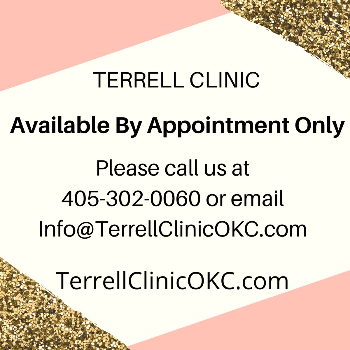 TerrellClinicOK's tweet photo. Due to the heightened concerns about the spread of COVID-19, we wanted to send an update to you all.  As of 3/19/2020, our office will remain open, but we will be available by appointment only until further notice. 🙏For more info, please visit: https://t.co/0MYChR1iOl https://t.co/AWcst0hKTu
