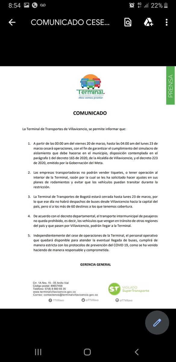 TTVillavo's tweet photo. 🚨URGENTE🚨

El COVID-19 😷 es un problema real, y por eso decidimos cesar nuestras operaciones en @TTVillavo desde las 11:59 pm de hoy hasta las 4:00 am del lunes 23 de marzo. Más detalles aquí 👇gracias por tu comprensión @conalter 😉🤠🚐 https://t.co/60V5inAtDM