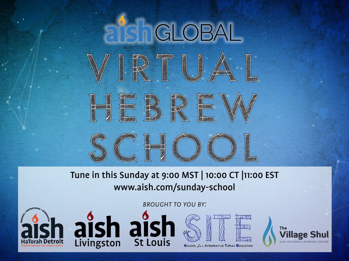 Attention all Jewish families. This Sunday is the first international edition of Aish’s Virtual Hebrew School. All Jewish children are welcome. No cost!