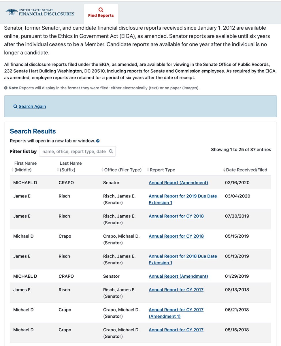 Idaho listen I love your potatoes but damn your senators are using the “I need an extension” so it’s unclear if their bought/sold any stocks during the  #TrumpCoronaCrisis