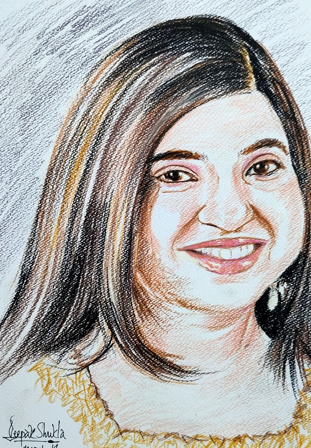 Happy Birthday melody Queen ALKA YAGNIK
(Pencils on textured paper) 
