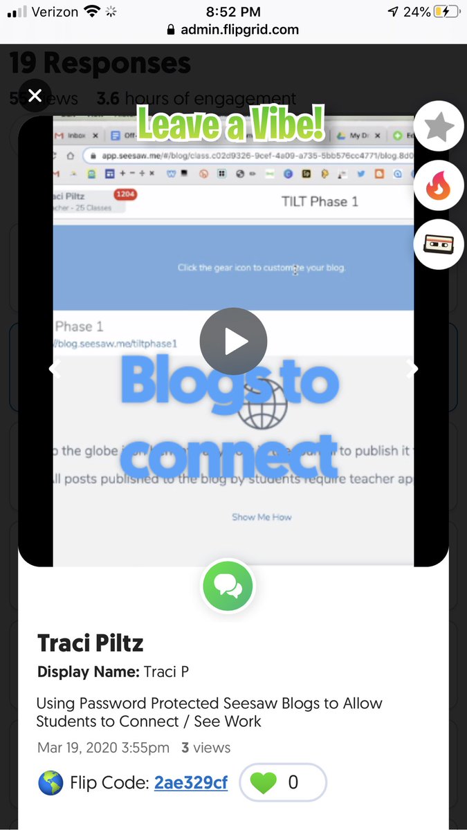 TraciPiltz's tweet image. Home Learning Codes in @Seesaw are awesome for protecting Ss privacy, but what about when we WANT kids to 👀 each other’s stuff &amp;amp; 🗣 back &amp;amp; forth? I recommend setting up a password protected Seesaw blog. Watch this 🎥 for a quick tutorial! flipgrid.com/s/e7af4dbb062d #seesawchat