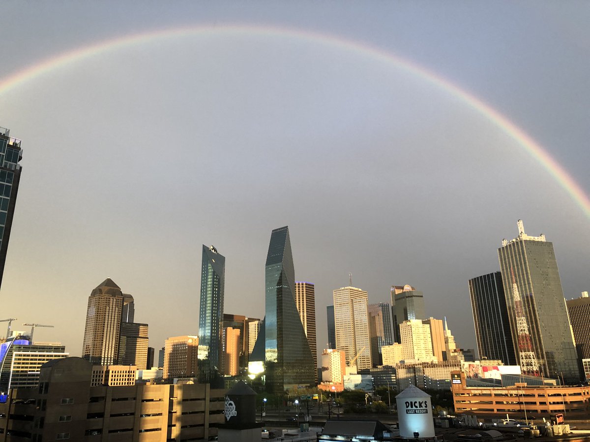 PetsWithZest's tweet photo. @wfaaweather The greater the storm, the brighter the rainbow... 🌈 #rainbow #dallas https://t.co/pYjj7KuHbv