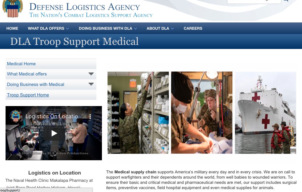 How soon before the hi-organizational part of the American State — the Military — enters to fill dire hospital shortages? It remains the Industrial planning State within the State along w a massive logistics & supply chain reach.  https://www.dla.mil/TroopSupport/Medical.aspx https://twitter.com/T_Inglesby/status/1240825539818127360