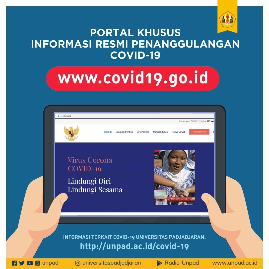 RadioUnpad's tweet photo. #InfoUnpad
Portal khusus informasi resmi penanggulangan Covid-19 bisa diakses melalui https://t.co/YAPMfmjPLO, sedangkan informasi terkait dengan Covid-19 Universitas Padjadjaran tersedia pada laman https://t.co/p2E96oYWAw
#UnpadTanggapCovid19 #UnpadBerkinerja #UnpadBermanfaat https://t.co/0HxS0ryYZg