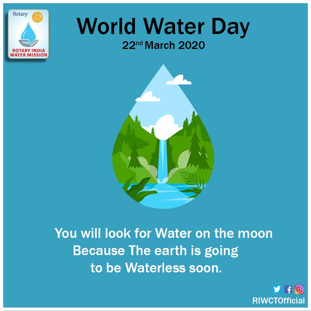 RIWCTofficial's tweet photo. Water is most important necessity of life for all the living beings on the earth. Without water no one can exist even for a day. So, we should not waste clean water and save it for future generations.
#RIWCT #RotaryIndiaWaterMission #RIWM #Rotary #SaveWater4Future #WaterDay https://t.co/NUYbegwIhu