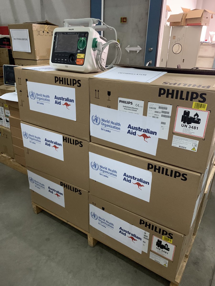 WHOSriLanka's tweet photo. @WHOSriLanka &amp; @AusHCSriLanka providing hospital medical equipment to the @MoH_SriLanka to strengthen the country’s #COVID19 response https://t.co/VQ25hQa6Qg