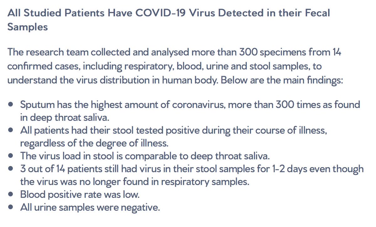 Jeremy Teoh (@jteoh_hk) on Twitter photo Attention!! Very important data from <a href="/CUHKMedicine/">CUHK Medicine</a>. COVID-19 virus found in ALL Faecal samples (100%!!), but NOT in Urine samples (0%). Need to take this into consideration for transrectal / transurethral procedures! #ProstateBiopsy #Cystoscopy #UroSoMe asiaresearchnews.com/content/cuhk-f… Attention!! Very important data from <a href="/CUHKMedicine/">CUHK Medicine</a>. COVID-19 virus found in ALL Faecal samples (100%!!), but NOT in Urine samples (0%). Need to take this into consideration for transrectal / transurethral procedures! #ProstateBiopsy #Cystoscopy #UroSoMe asiaresearchnews.com/content/cuhk-f…
