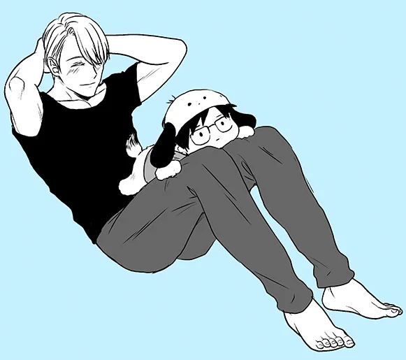 腹筋すると乗っかってきてくれるぽちゃに嬉しいヴィクトル
起き上がる度に、もふもふの背中に顔を埋めることが出来るので、腹筋が無限にできる 