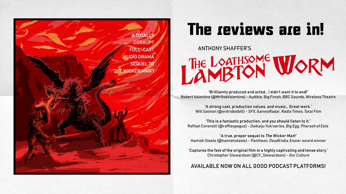 The reviews are in! 👇
Have you listened to Anthony Shaffer's The Loathsome Lambton Worm yet? Let us know what you think! 👮🔥🐉
#TheWickerMan #audiodrama #horror