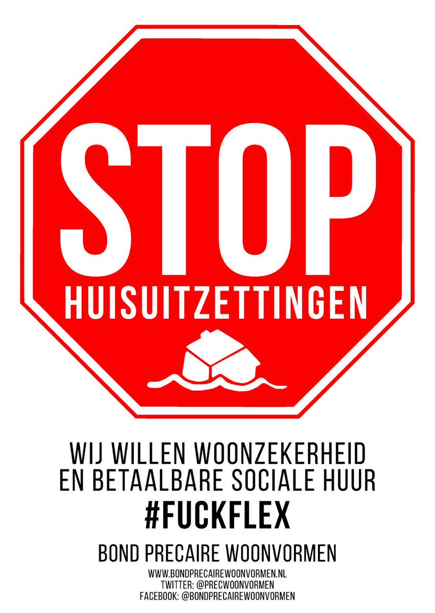 Ons bereiken signalen dat verhuurders en politie nog steeds doorgaan met huisuitzettingen en contractopzeggingen

Dit is onverantwoord en onmenselijk

We roepen de minister op politie en verhuurders een verbod op te leggen

Wij willen woonzekerheid. Zeker tijdens de coronacrisis.